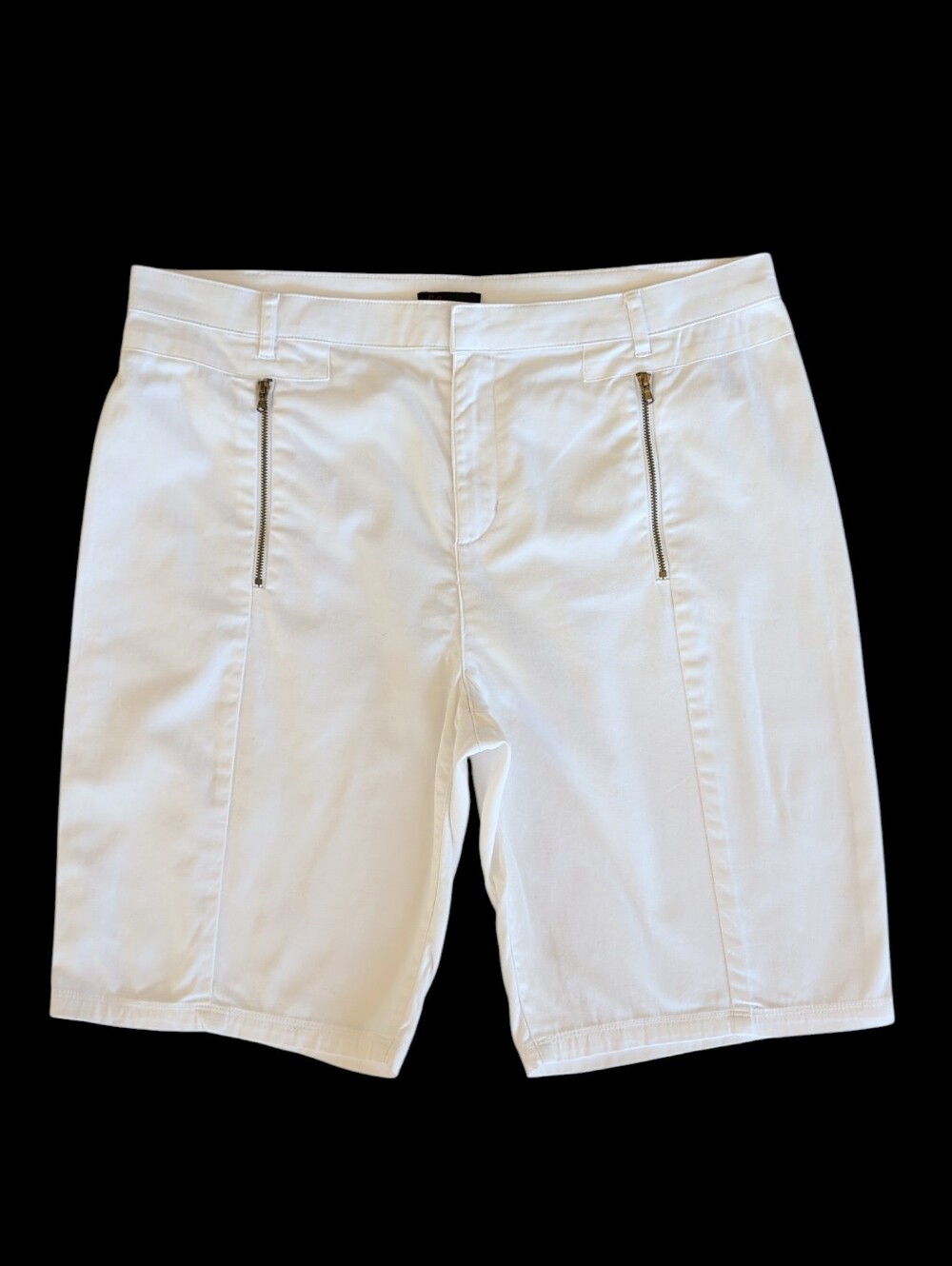 Sofia by Sofia Vergara High Rise Zipper Bermuda Shorts 14 True White
